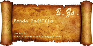 Benda Zsófia névjegykártya